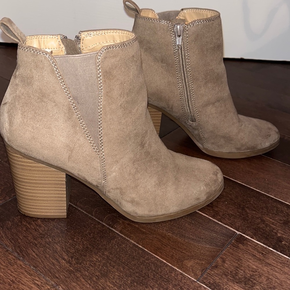 Beige suede booties